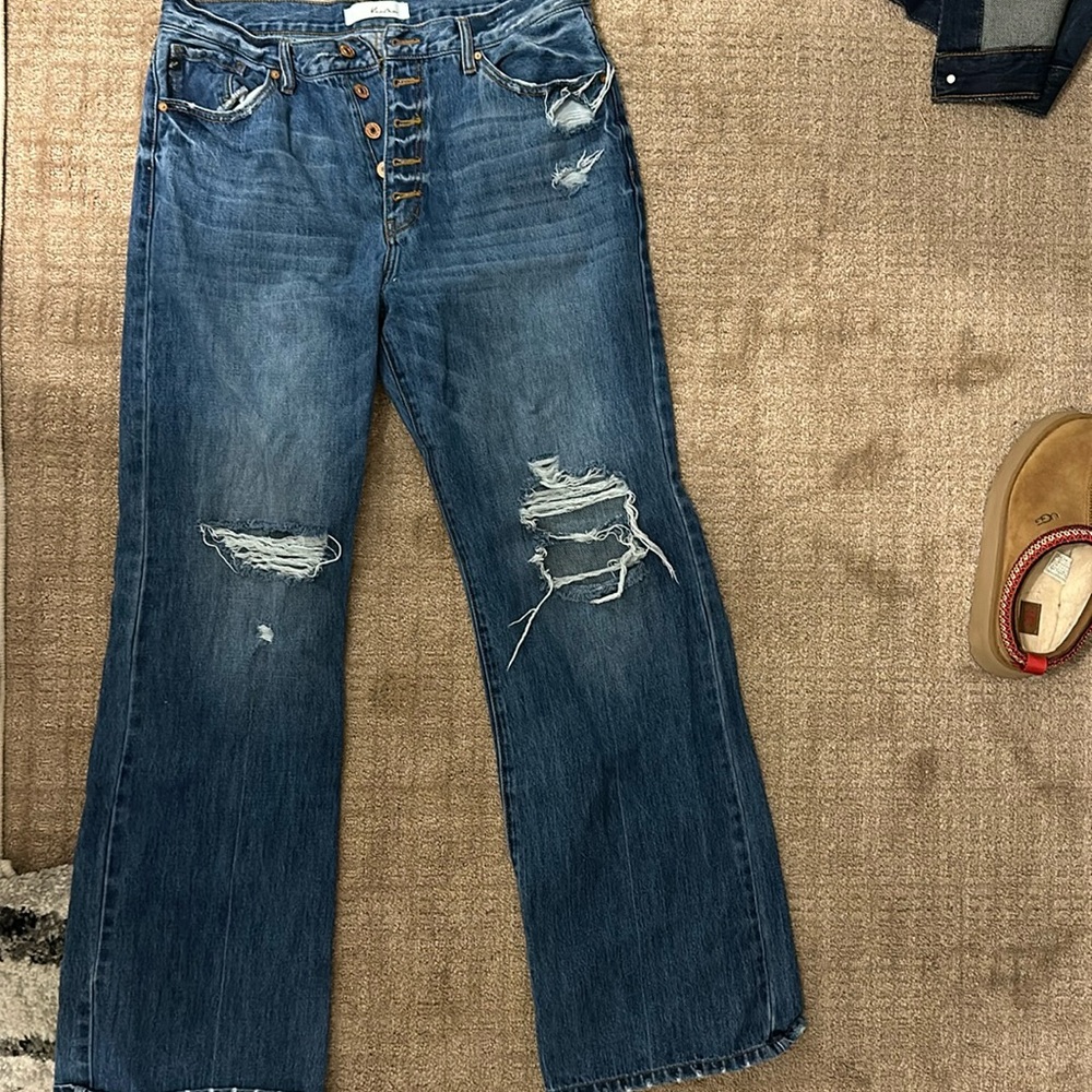 KanCan Blue Distressed Flare Jeans